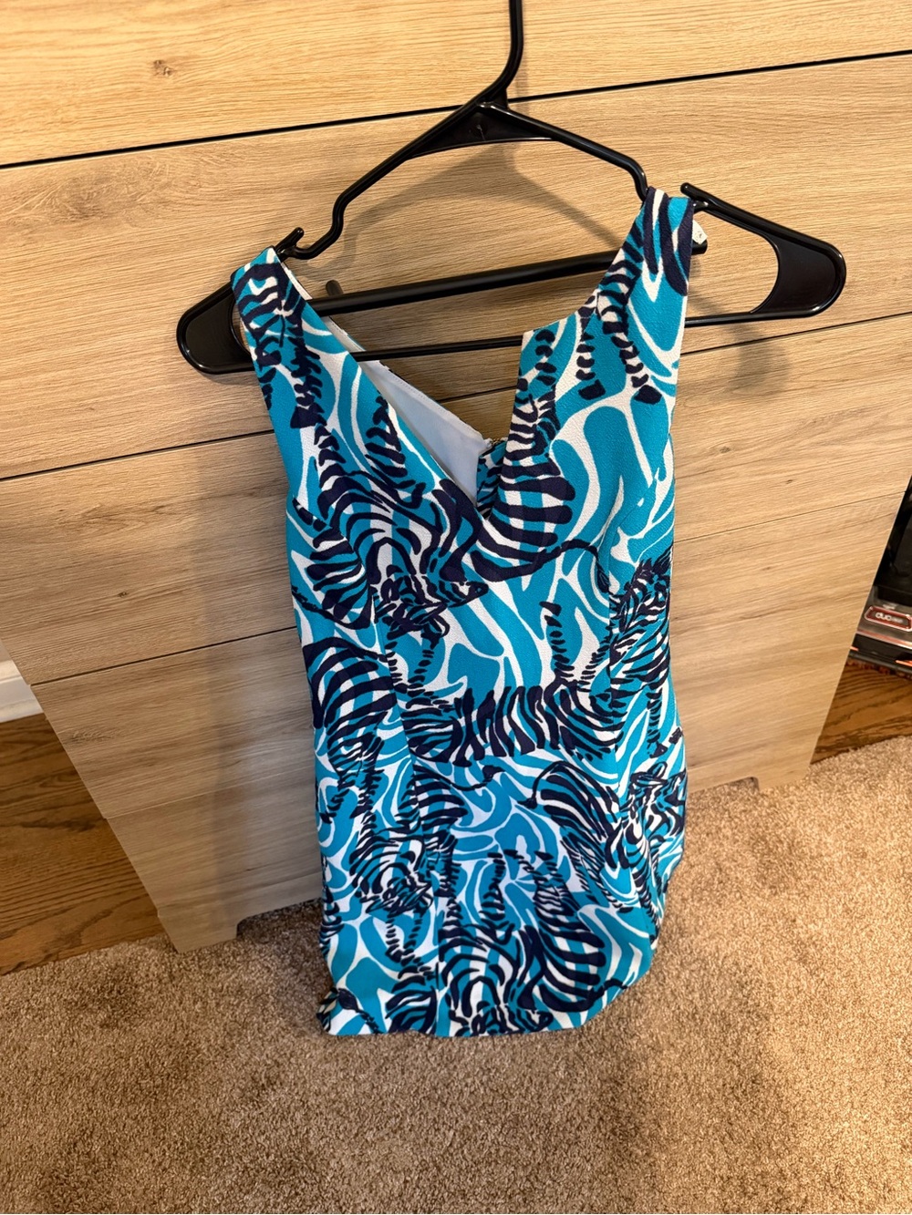 Lilly Pulitzer Teal and Navy Wave Print Dress